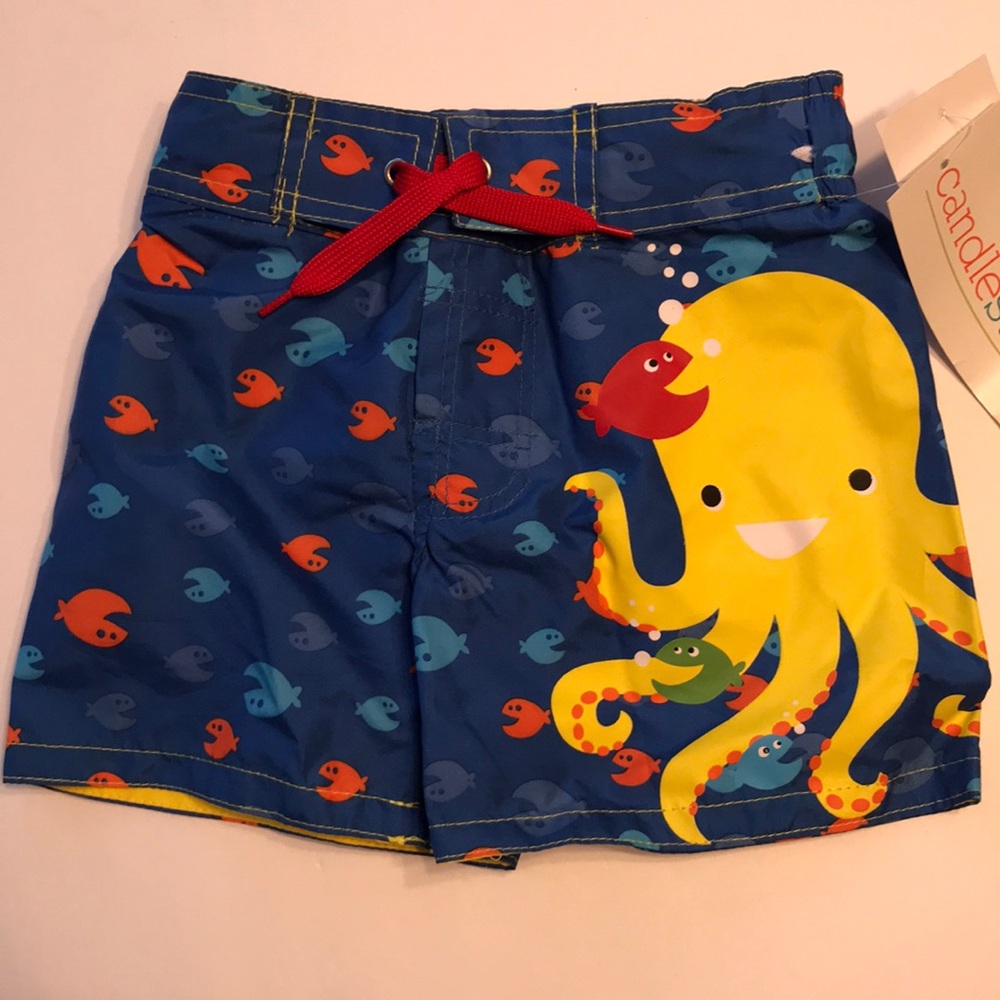CandleSticks swim trunks 24m drawstring Blue NWT
